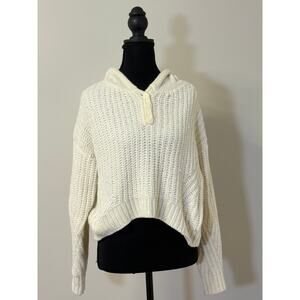 Aeropostale Chunky Knit Cream Cropped Hoodie